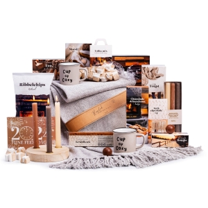 Kerstpakket met deken en andere leuke cadeaus met eten