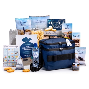 Kerstpakket met koelbox en heerlijk eten en drinken bestellen