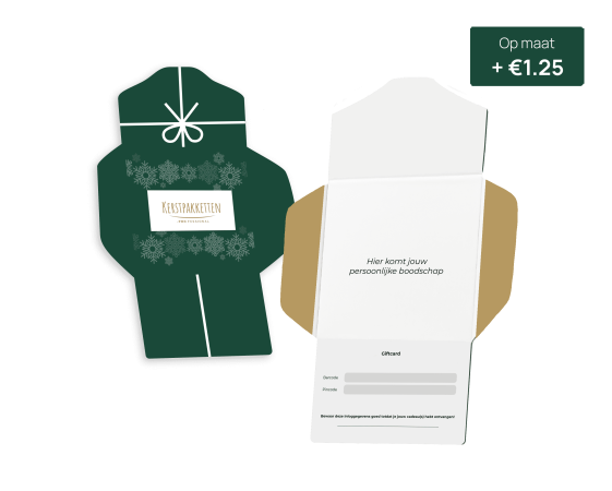 Feestelijke cadeaubox met kerstkaart